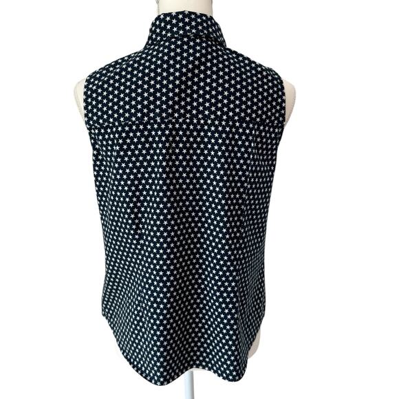 Vintage TANTRUMS Blouse Womens PM Navy with White Stars Sleeveless Patriotic - Picture 4 of 11